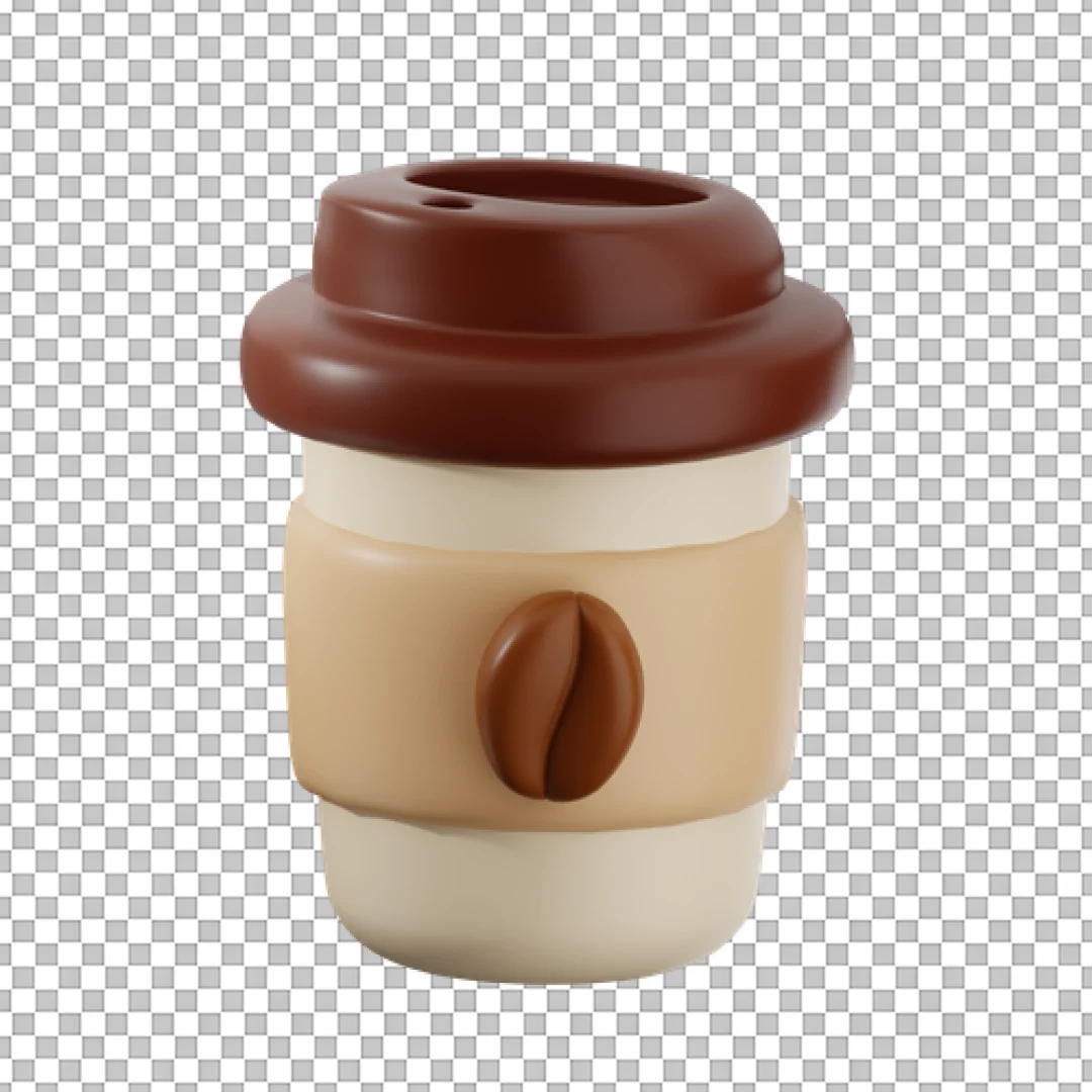 Takeaway Coffee Cup With Bean Icon PNG