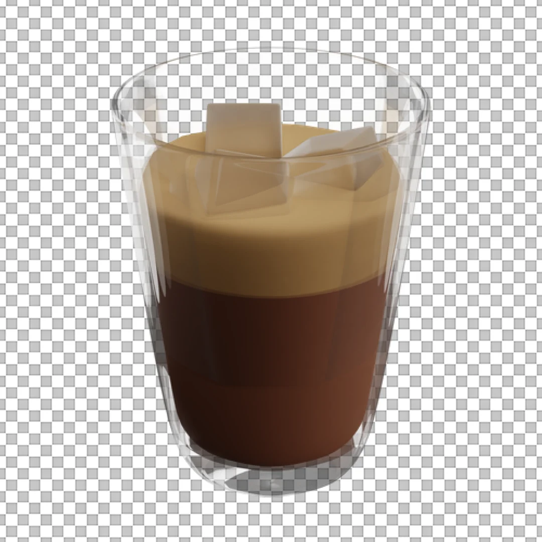 Glass Of Iced Coffee With Cream Layer PNG
