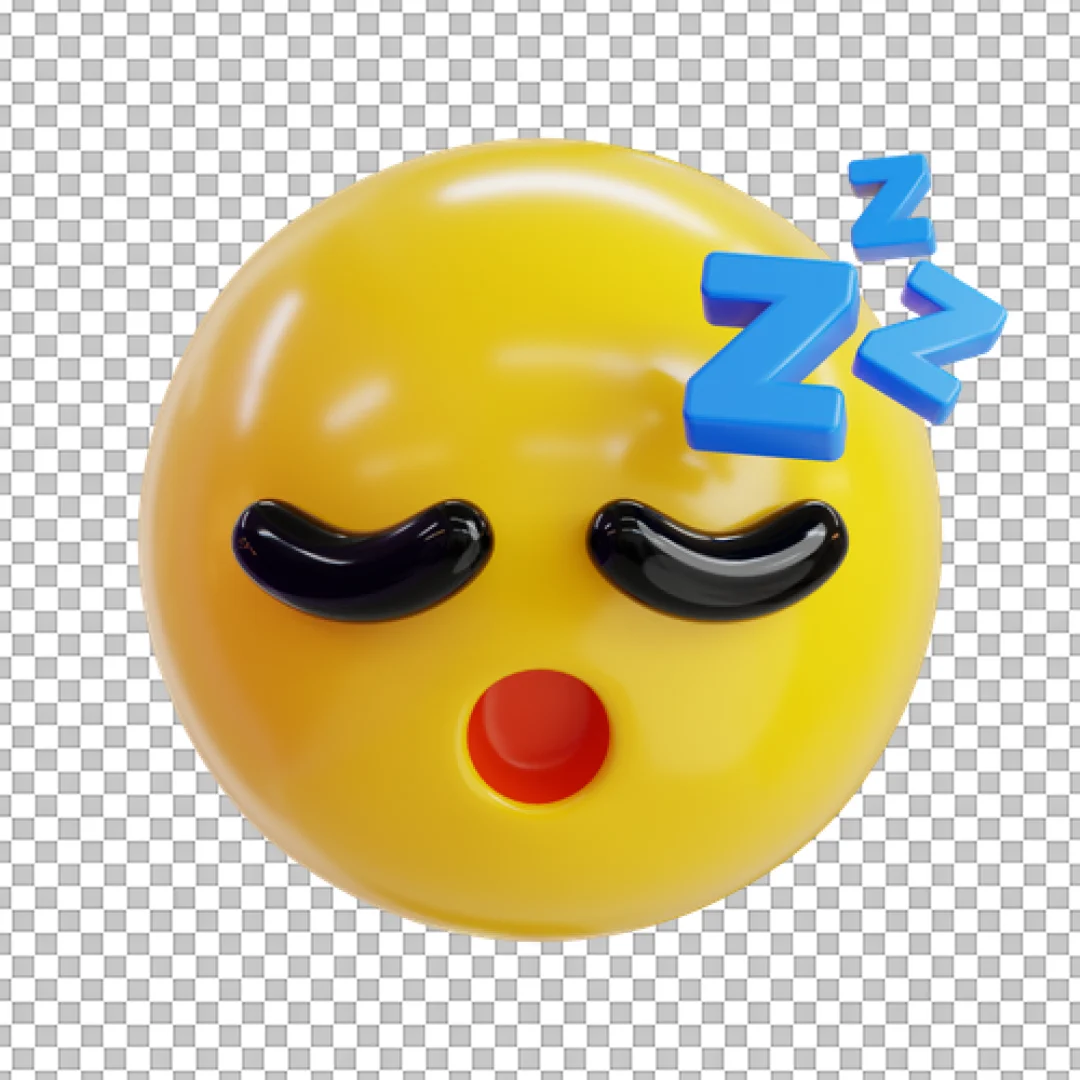 Glossy 3D Sleeping Emoji Icon with ZzZ Symbols