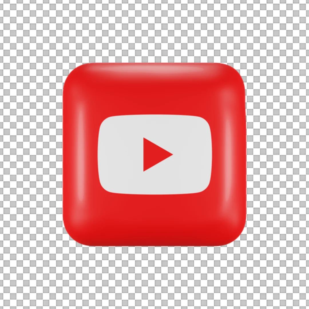 YouTube Logo Red Square 3D Icon PNG