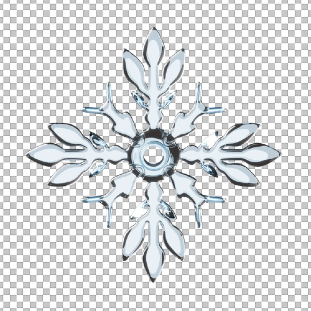 Geometric Glass Snowflake 3D PNG