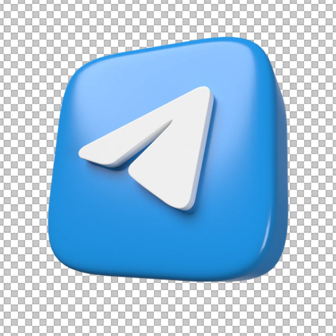 Tilted 3D Telegram App Icon PNG