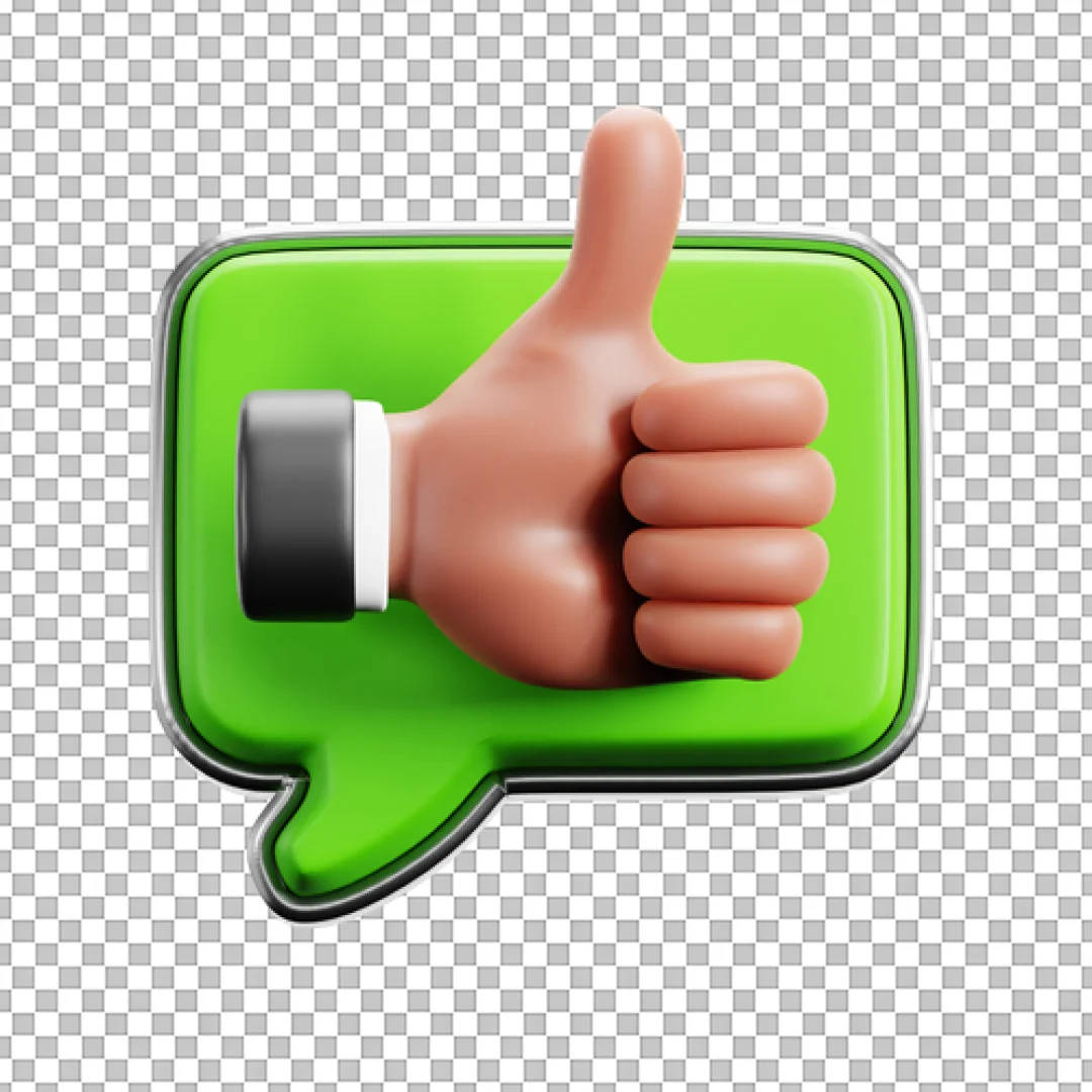 3D Green Like Thumbs Up Icon PNG