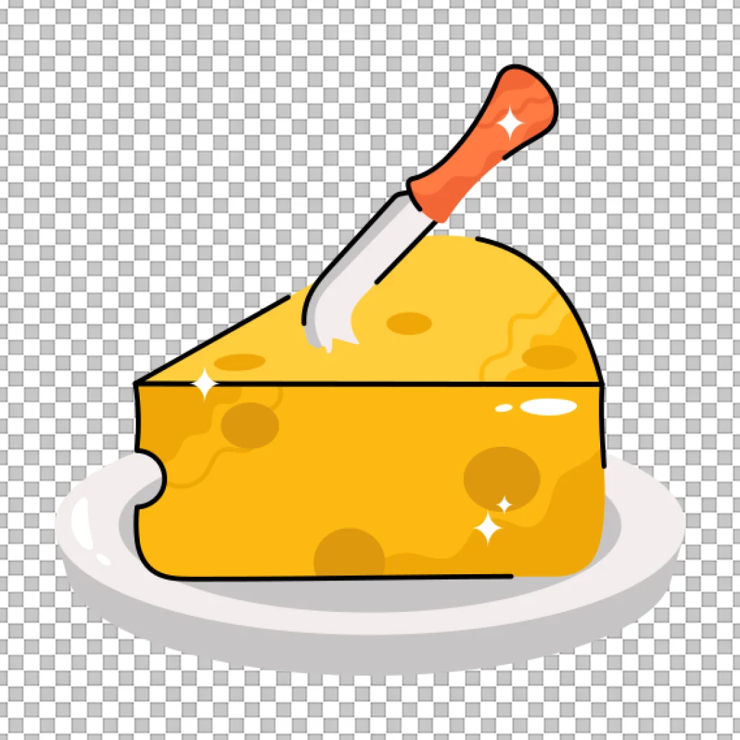 Cheese Wedge with Knife PNG
