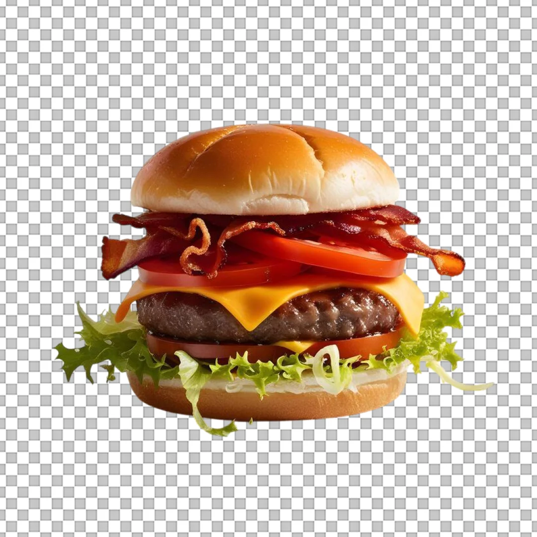 Bacon Cheeseburger on Plain Bun PNG