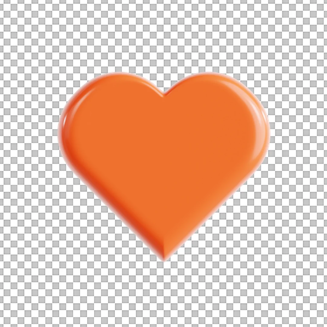 Glossy 3D Orange Heart Icon: Symbol of Love and Affection