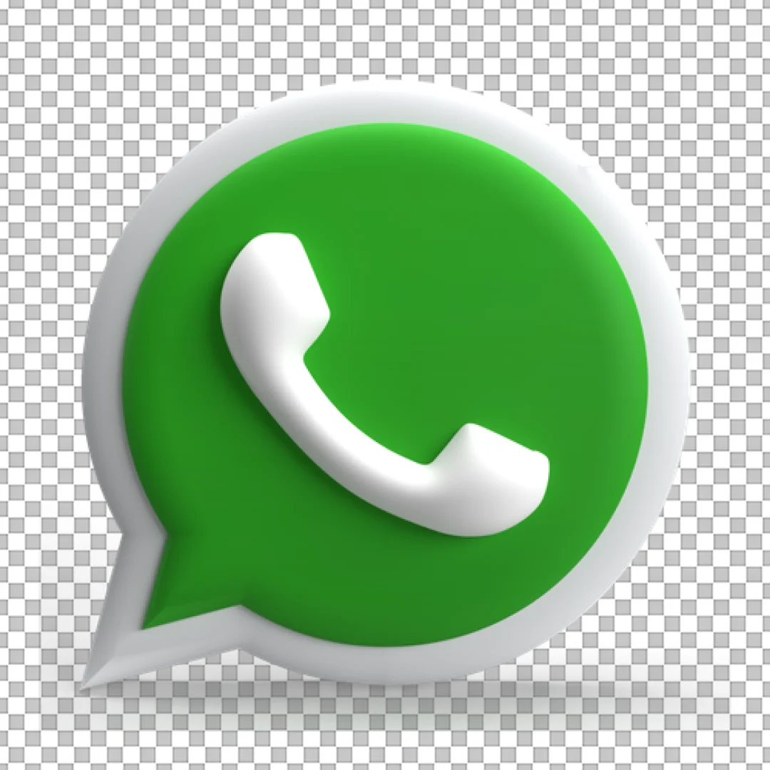 3D White and Green WhatsApp Icon PNG