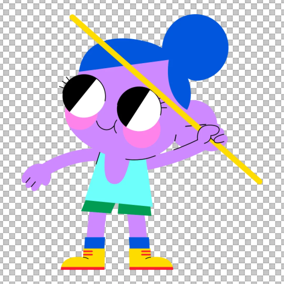 Cartoon Javelin Thrower Athlete PNG