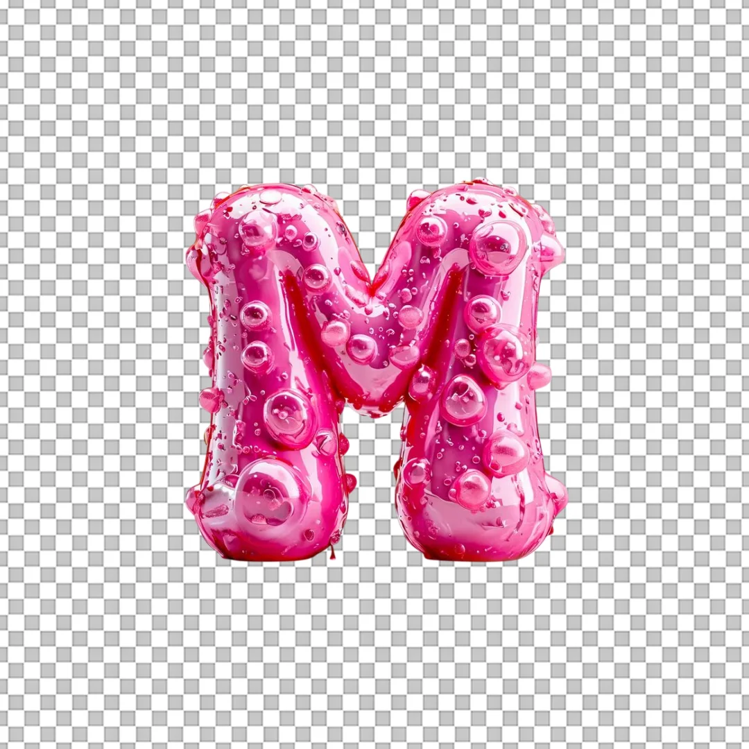 Pink Bubble Texture Letter M PNG