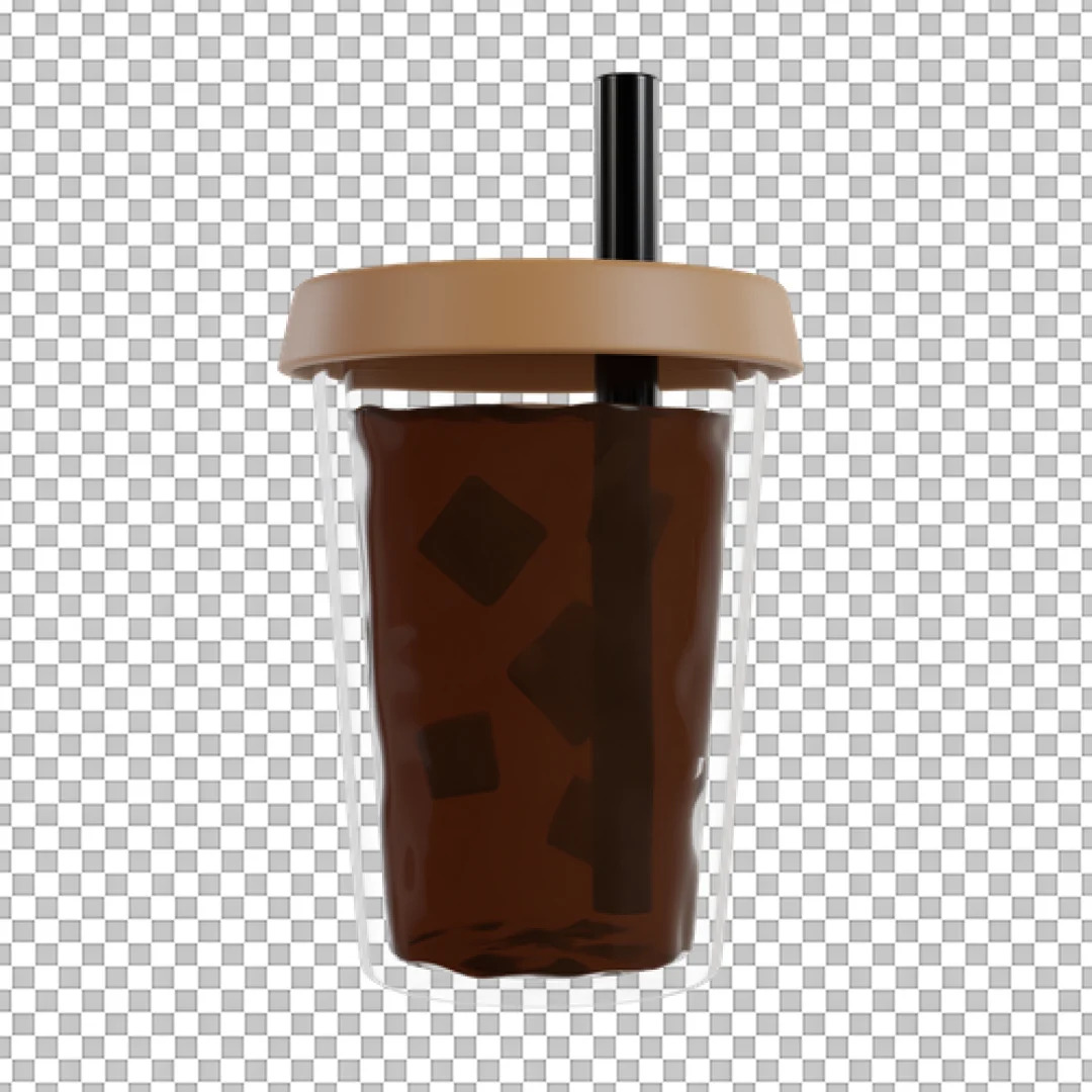 Double Wall Glass With Dark Iced Coffee PNG