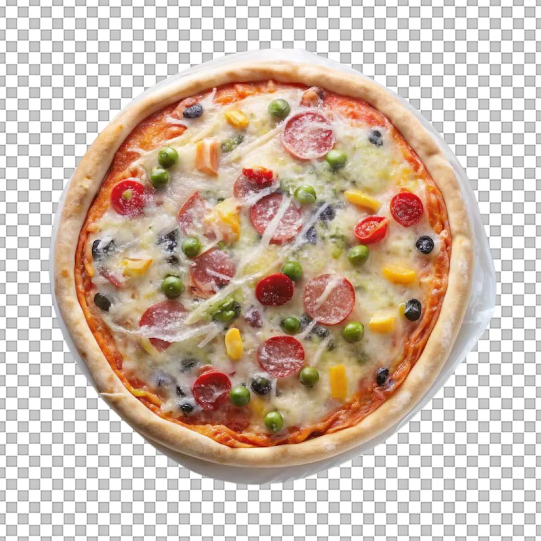 Mixed Vegetable Sausage Pizza PNG