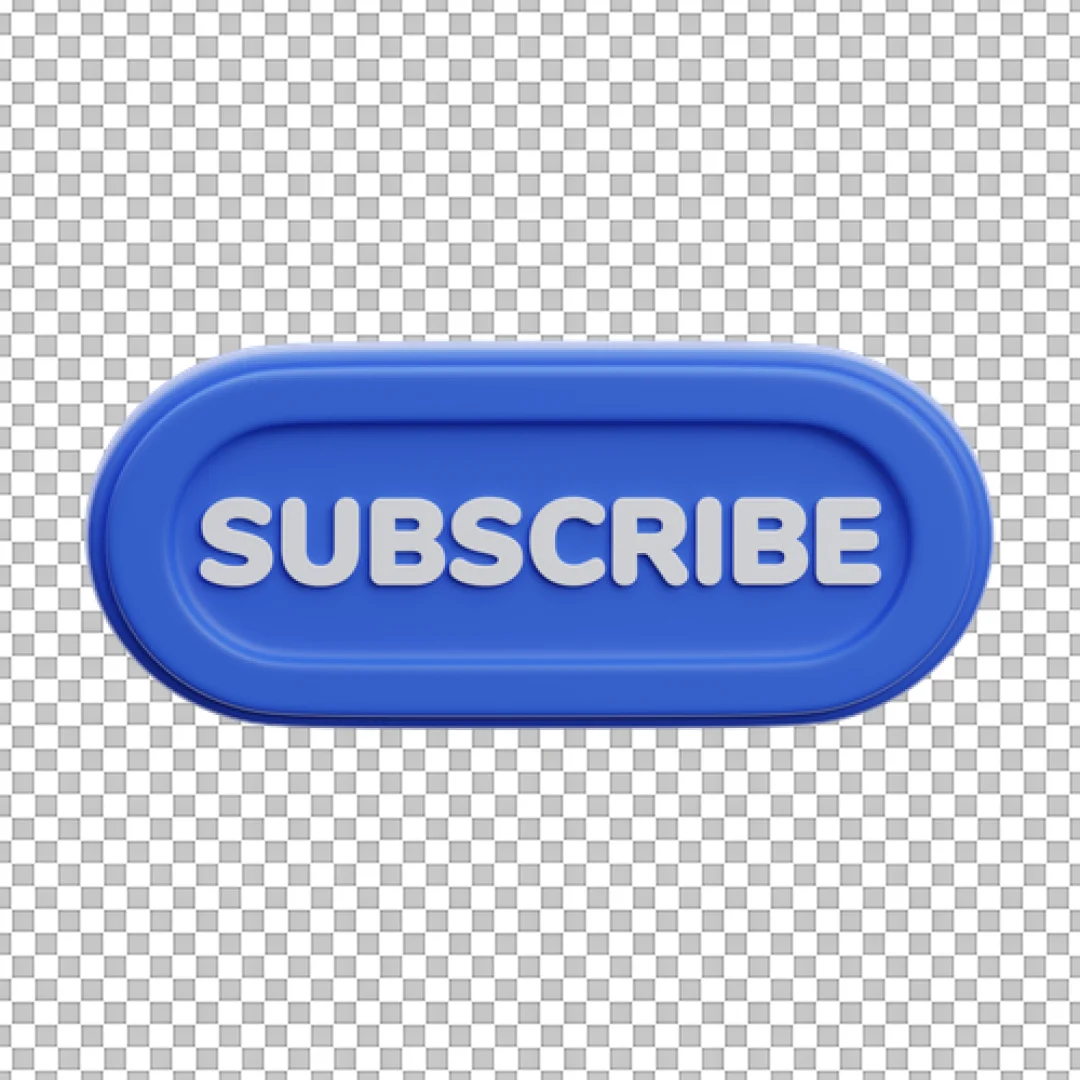 Blue Pill Shaped Subscribe Button 3D PNG