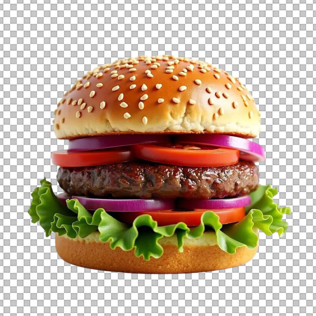 Beef Burger with Double Toppings PNG