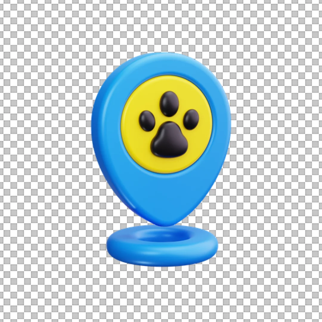 3D Pet Location Paw Print Pin PNG