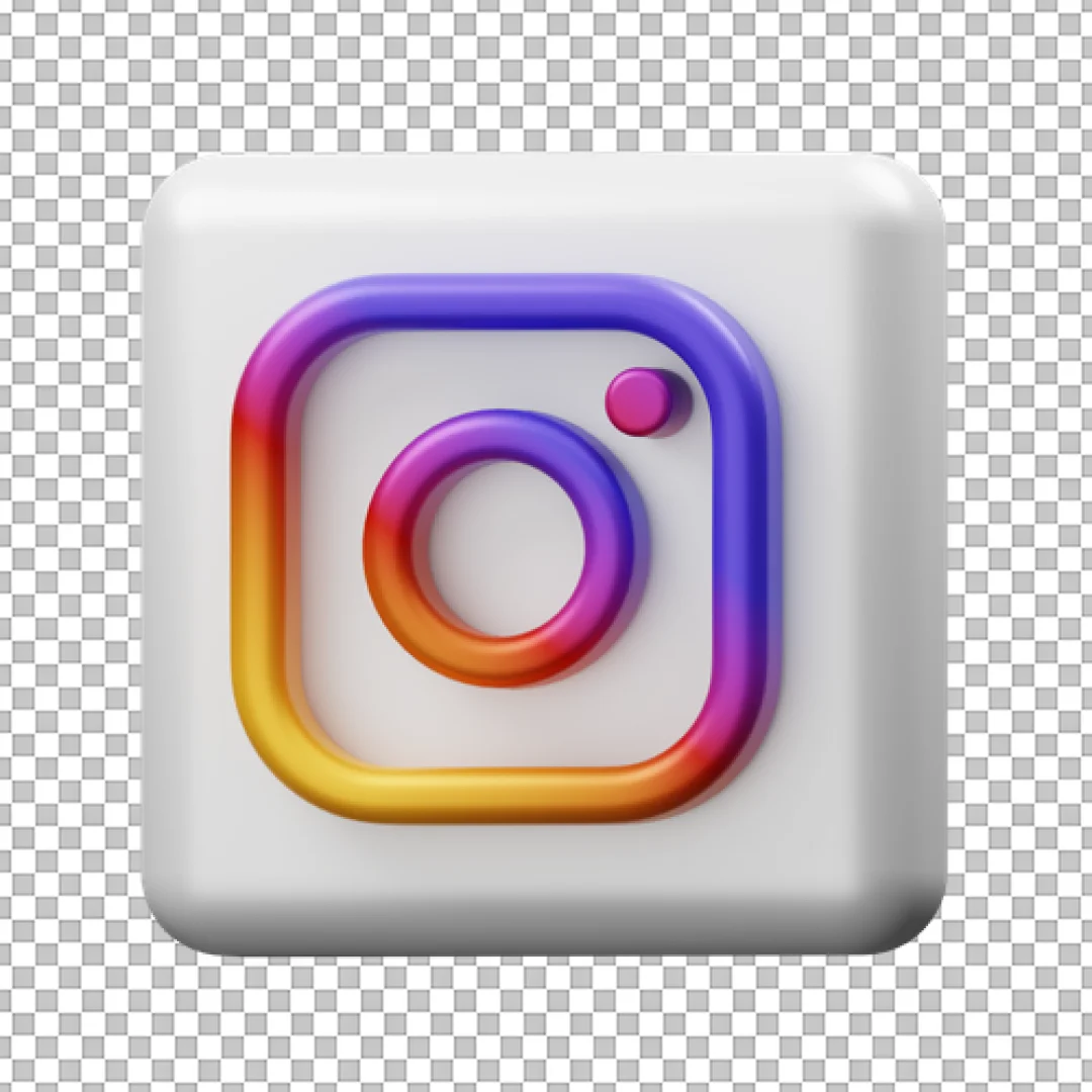 3D White Instagram Logo Icon PNG