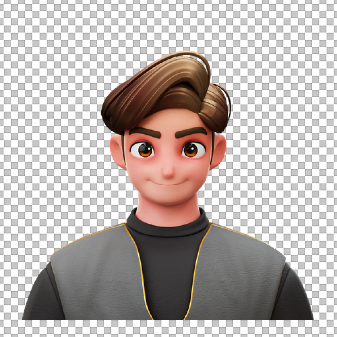 Stylized 3D Character Avatar of a Young Smiling Man Icon