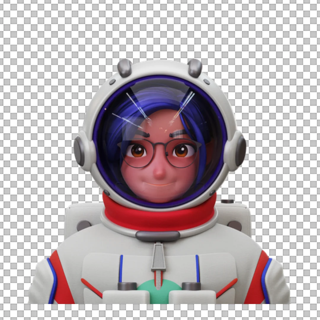 Smiling Woman Astronaut 3D Render Avatar Icon with Glasses