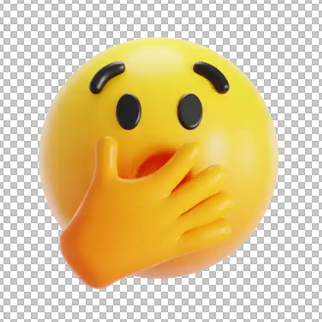 Shocked Emoji Covering Mouth with Hand 3D Icon
