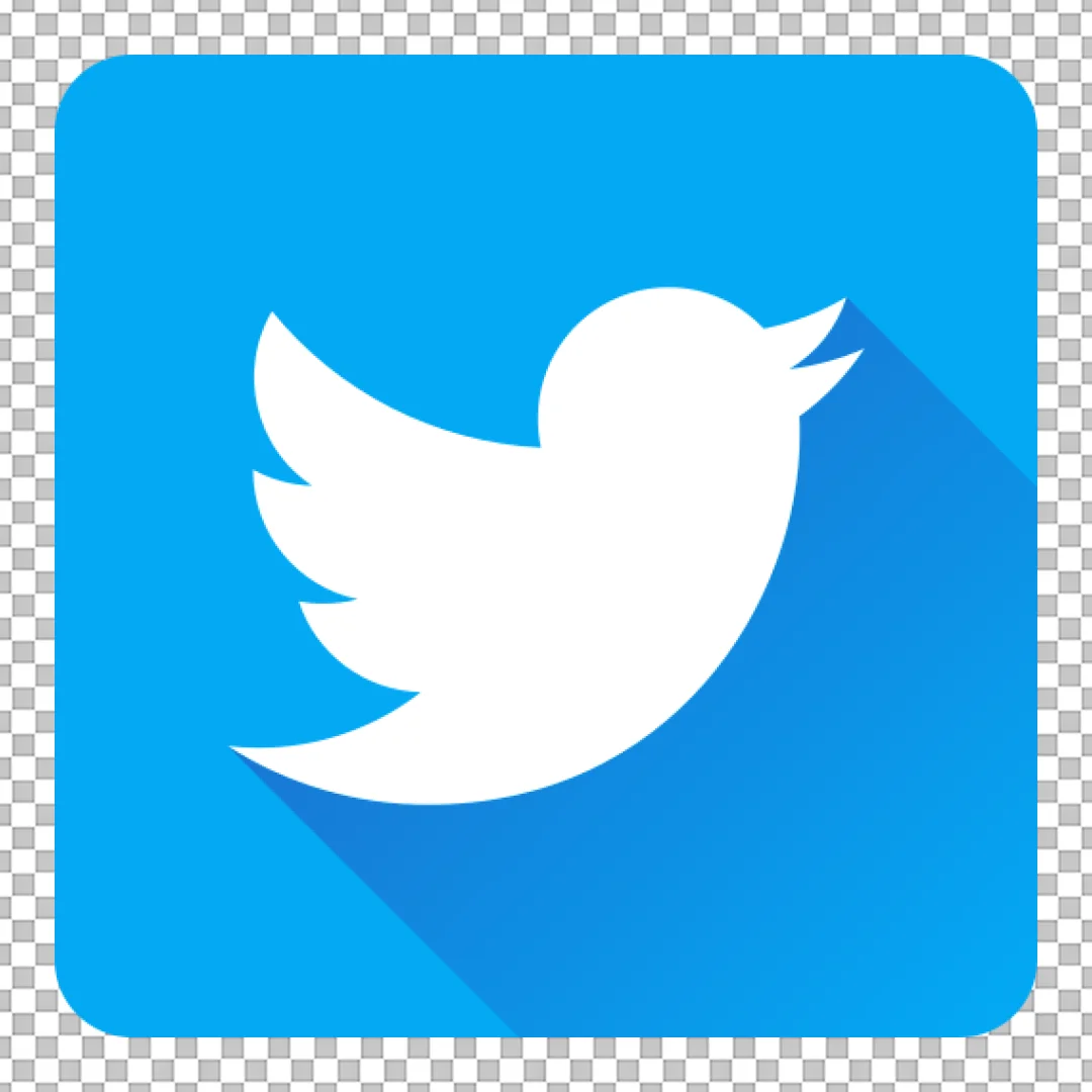 Twitter Social Media Platform Logo Icon with Flat Long Shadow Design
