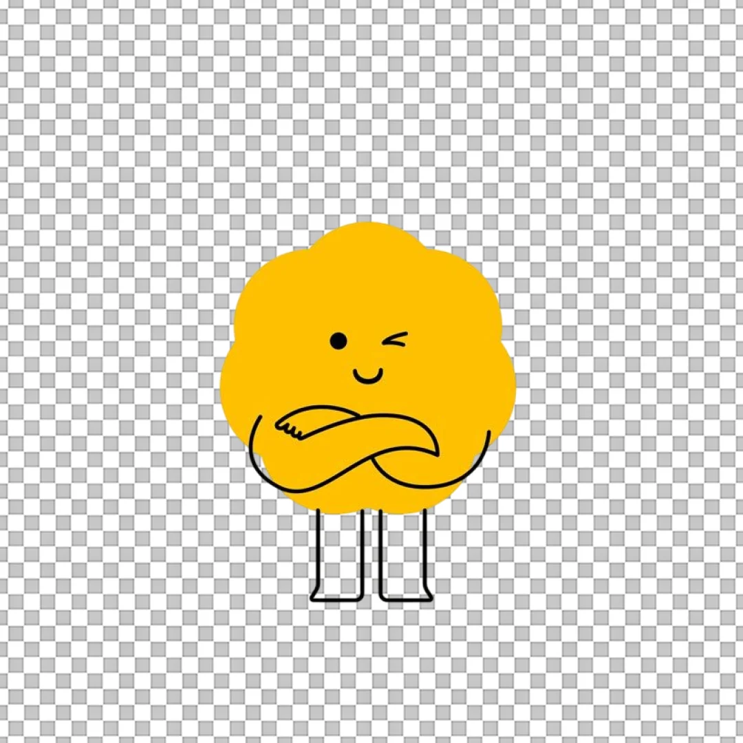 Winking Yellow Blob Character PNG