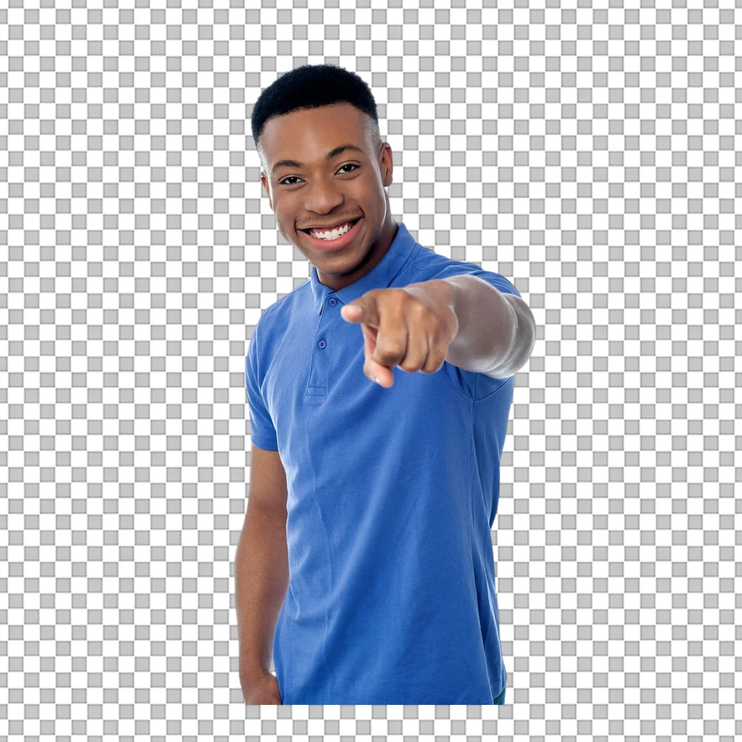Young Man Pointing at Camera PNG