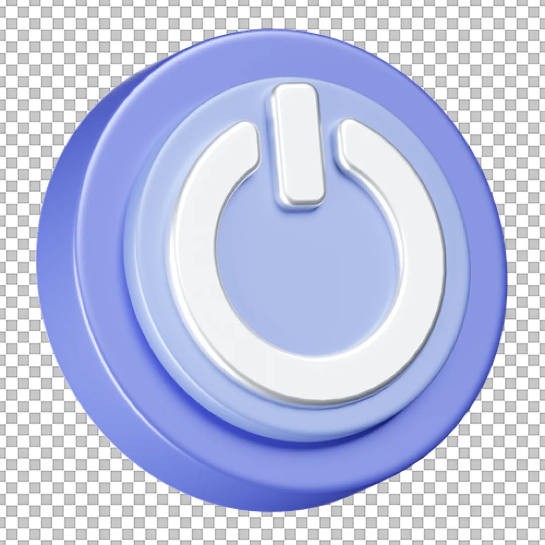 3D Blue Round Power Button Icon PNG