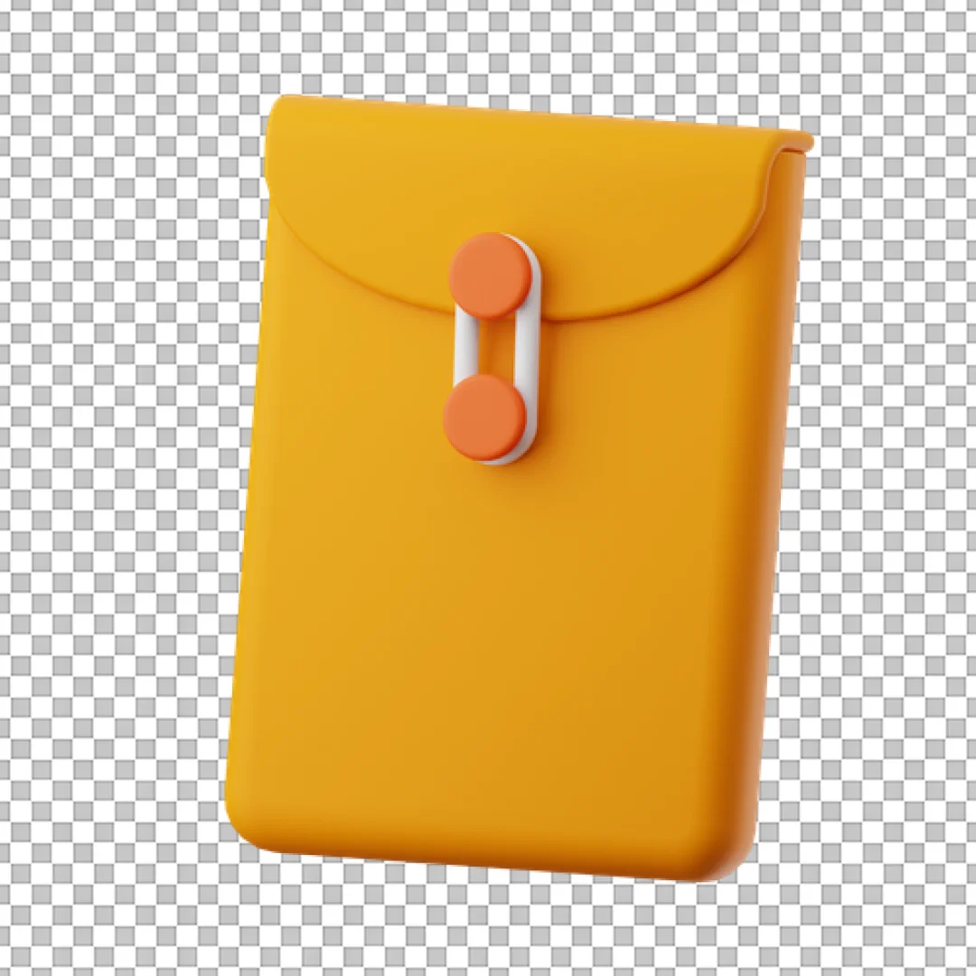 3D Document Folder Icon with String and Button Closure