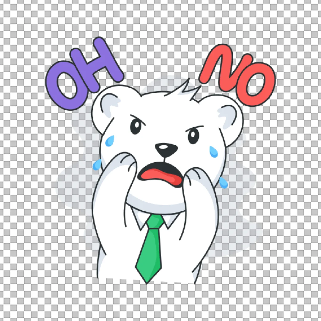 Distressed Polar Bear Oh No Sticker PNG