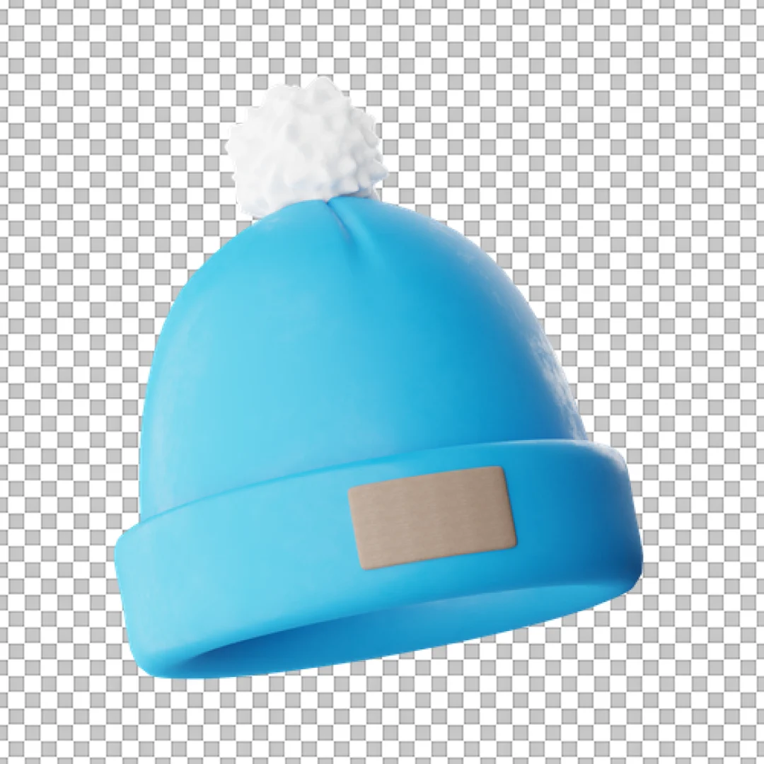 Cyan Beanie Label 3D PNG