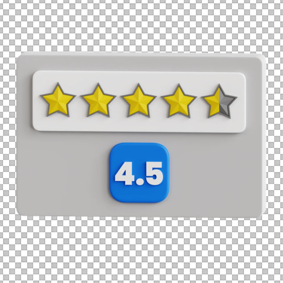 Premium 4.5 Star Rating Icon 3D Render for Customer Review Feedback