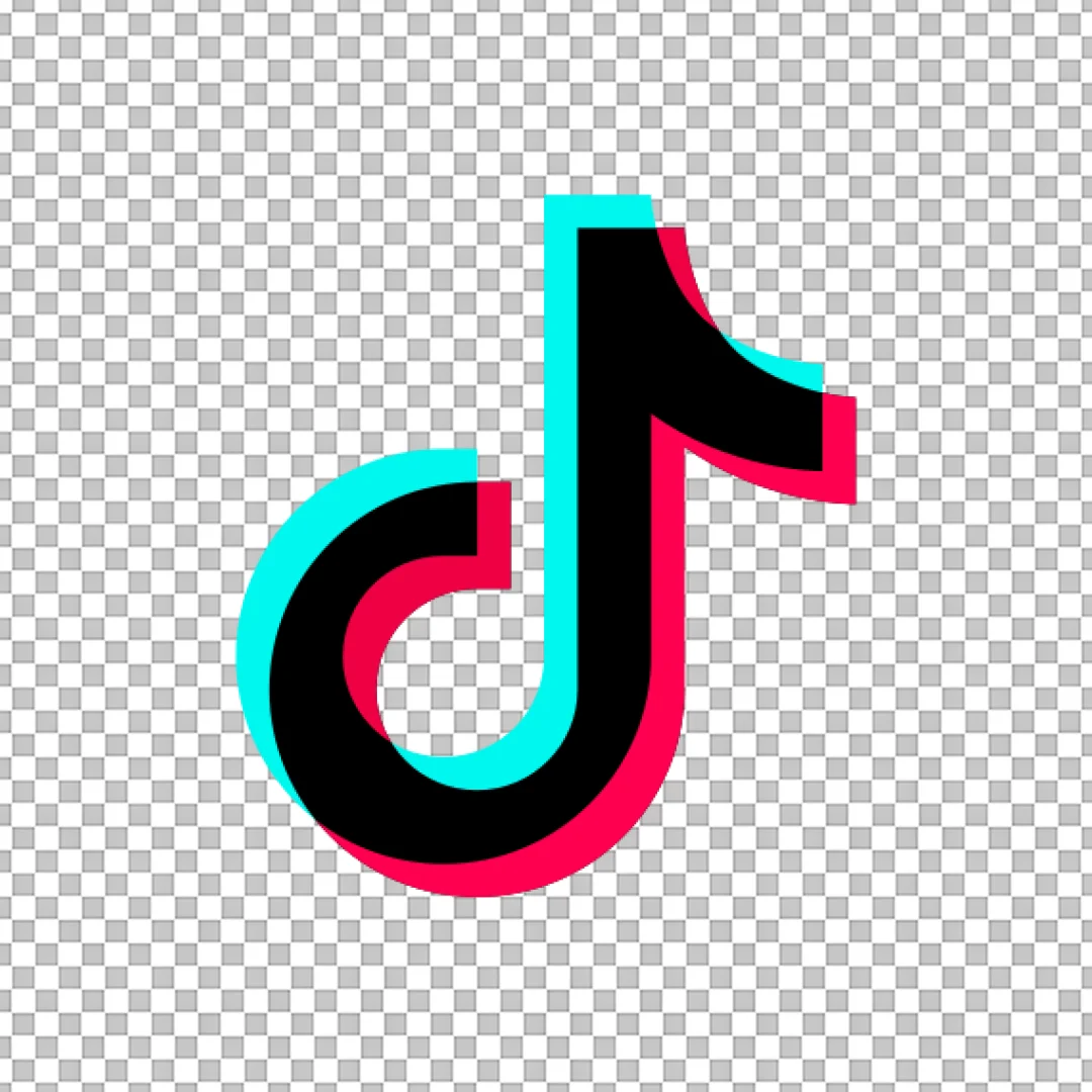 TikTok Social Media Logo Icon with Glitch Effect on Black Background