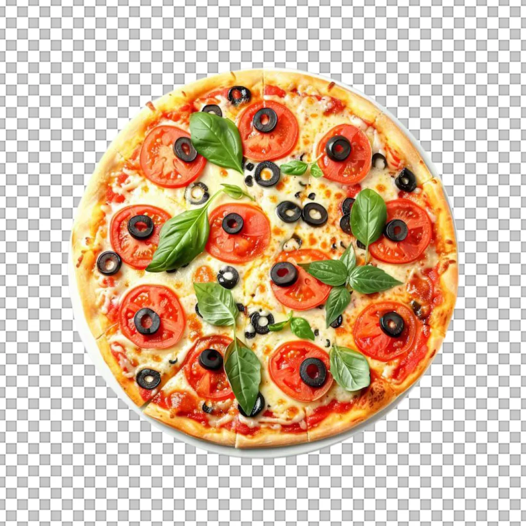 Margherita Pizza with Fresh Basil PNG