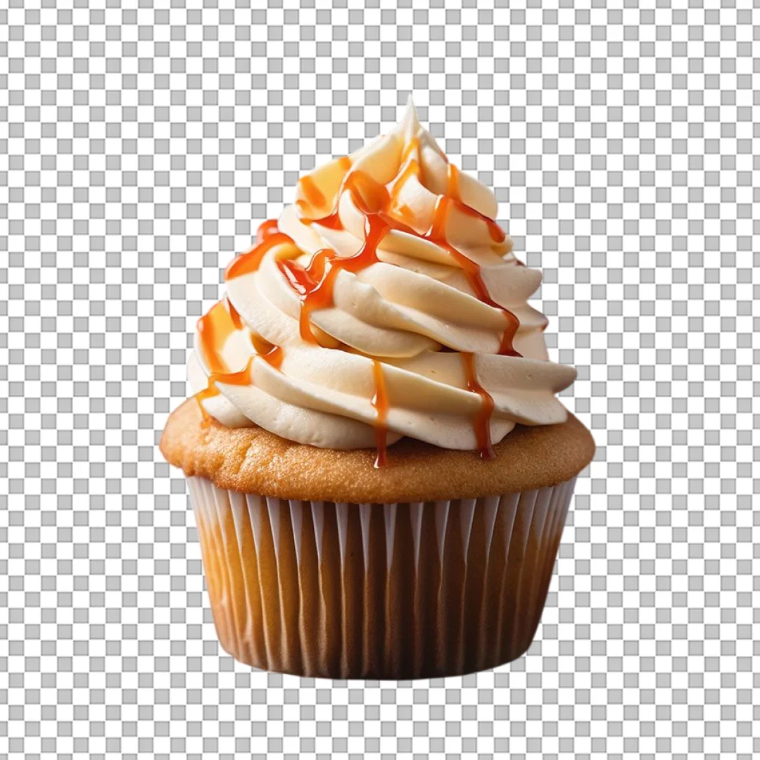 Vanilla Cupcake with Caramel Drizzle PNG