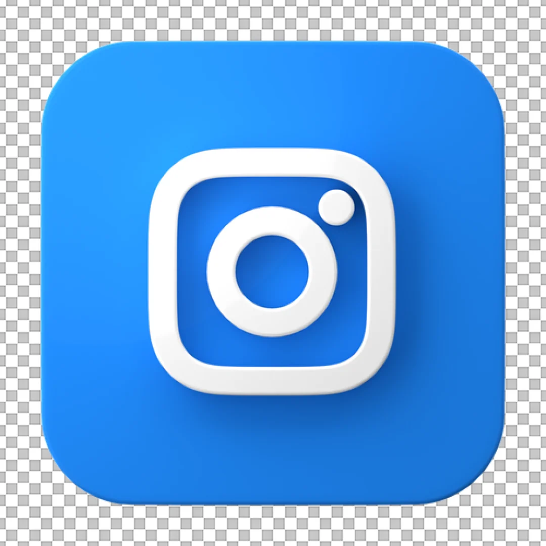 3D Blue Instagram Logo Icon PNG
