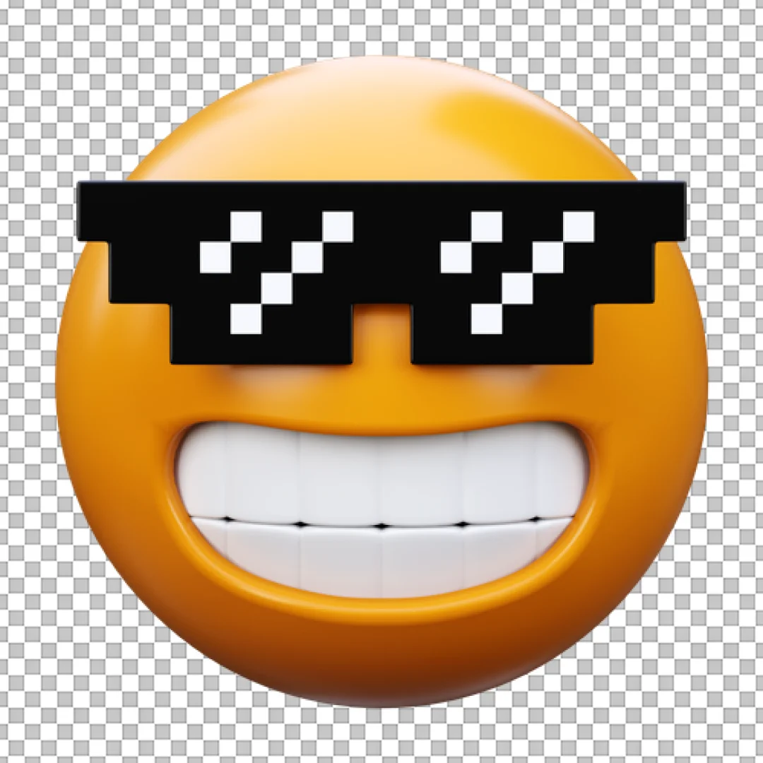 Cool 3D Emoji Wearing Pixelated Sunglasses and Grinning