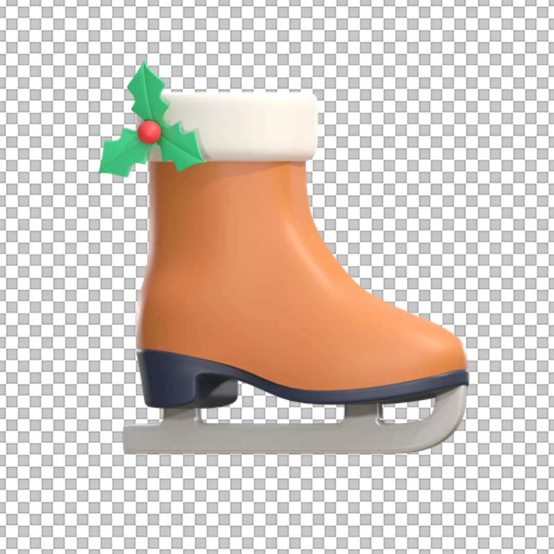 Holly Decorated Ice Skate PNG