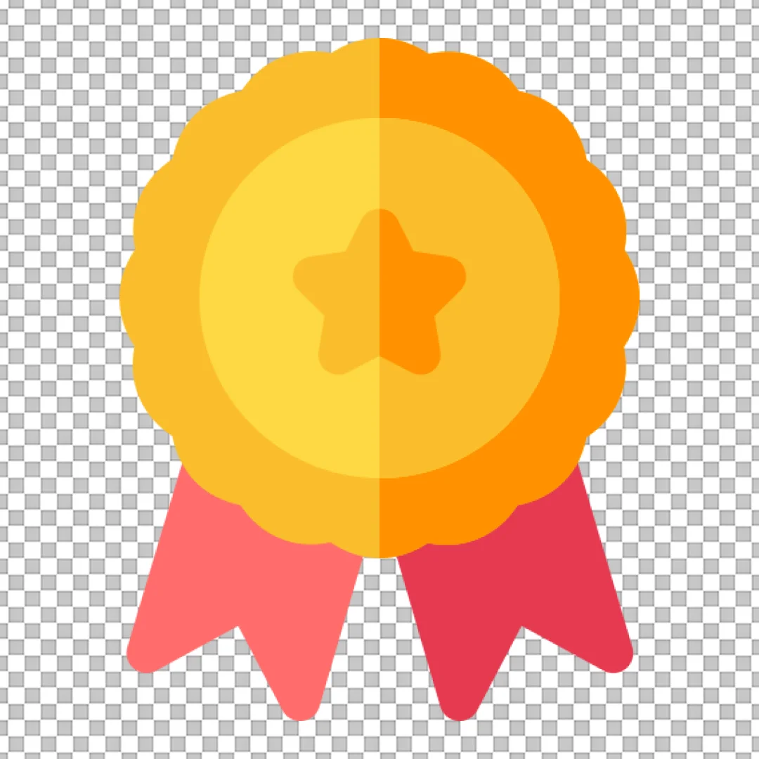 Gold Award Medal Icon with Star and Ribbons