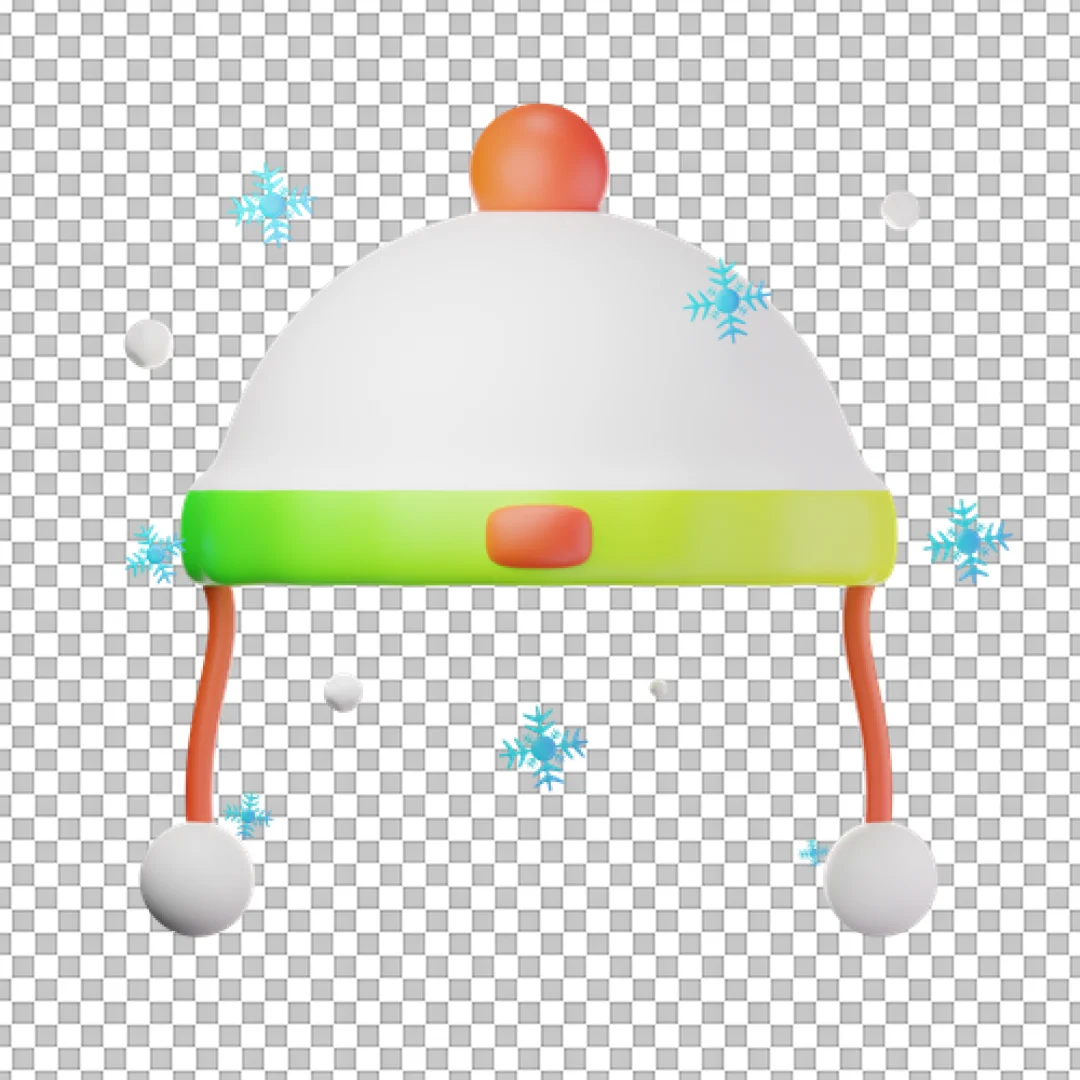 White Chef Style Hat 3D PNG