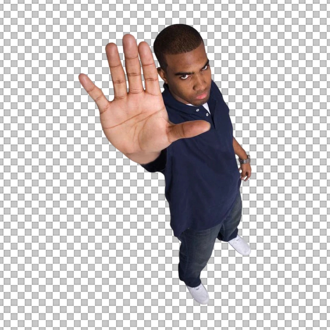 Man Making a Stop Gesture PNG