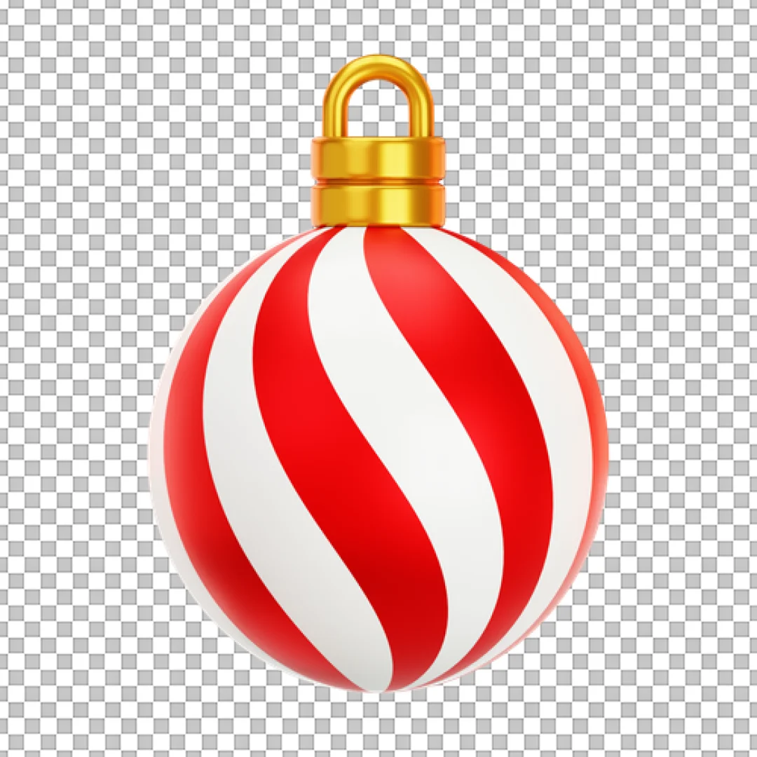 Red And White Striped Christmas Ball PNG