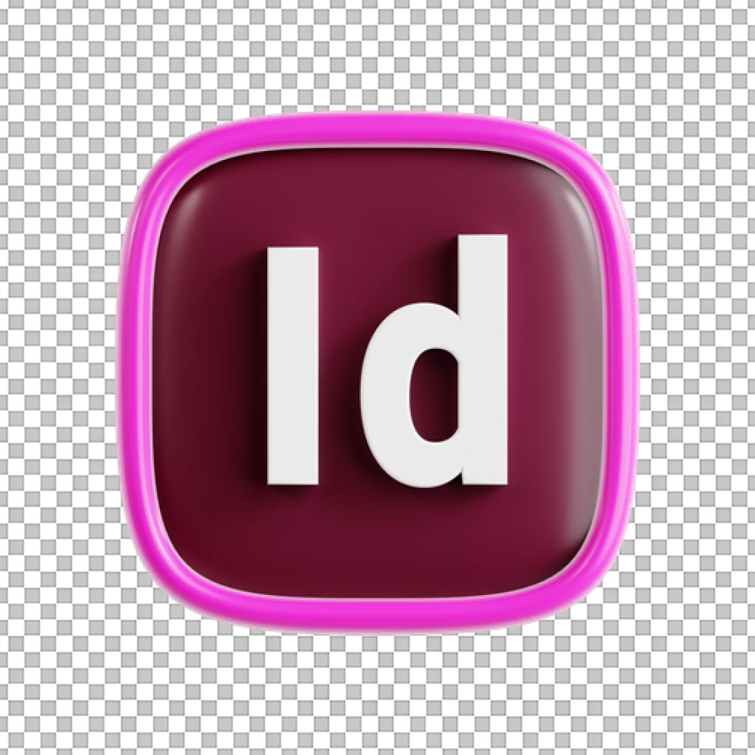 Glossy Maroon 3D Adobe InDesign Icon PNG