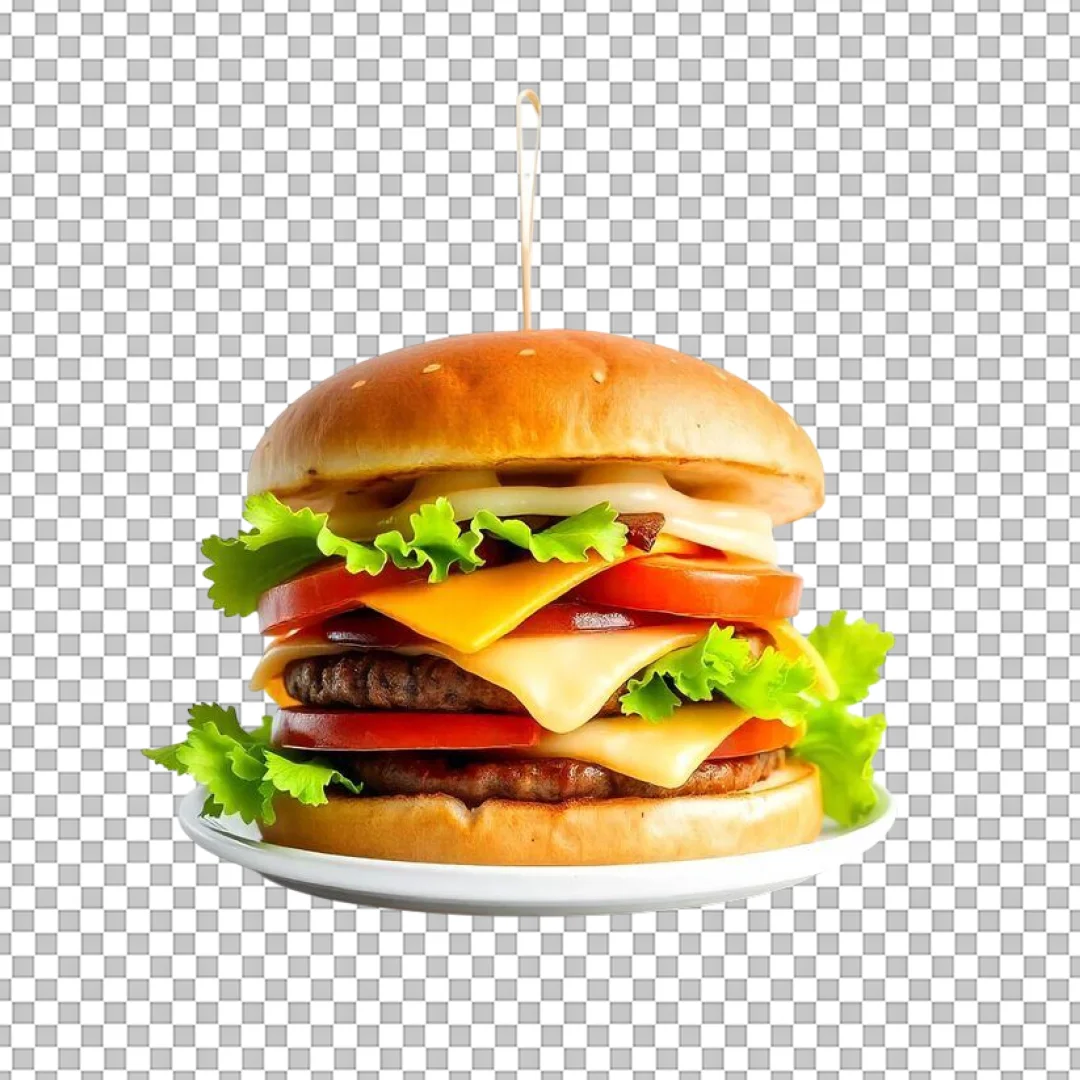Tall Double Cheeseburger with Skewer PNG