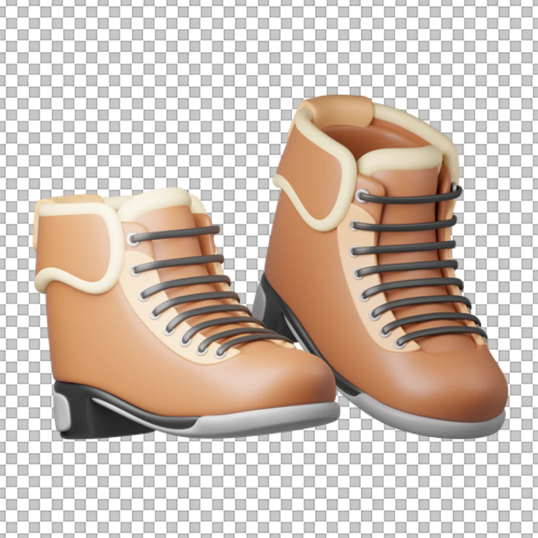 Brown Hiking Boots 3D Illustration PNG