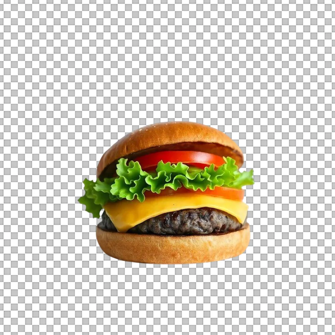Classic Beef Cheeseburger Illustration PNG