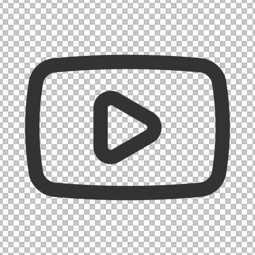 Dark Monochrome Video Player Icon with Play Button Outline
