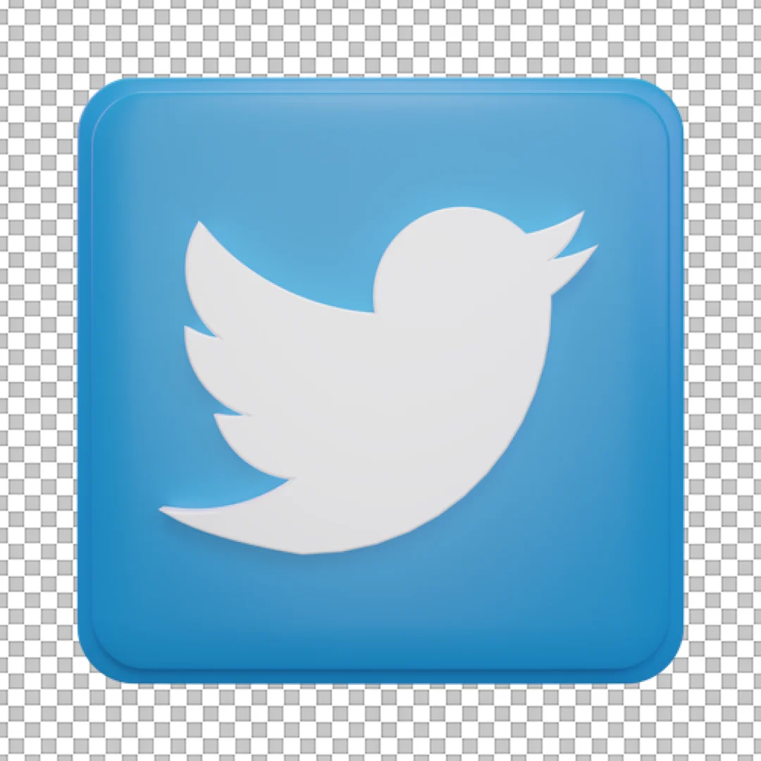 Blue 3D Twitter Square Icon PNG