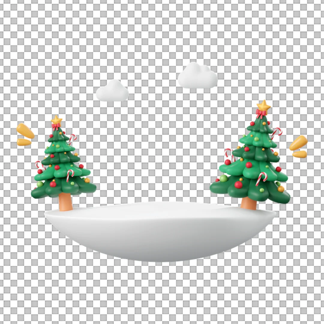 Winter Landscape With Two Christmas Trees PNG