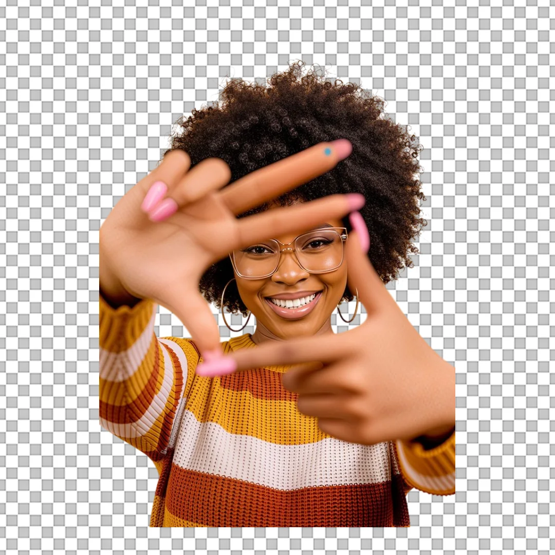 Woman Making Frame with Hands PNG