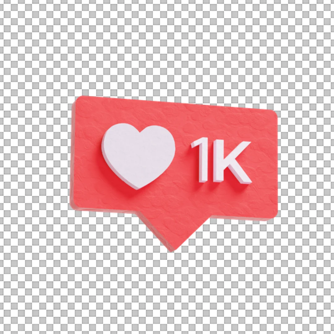 Red 1K Likes Notification 3D Icon PNG