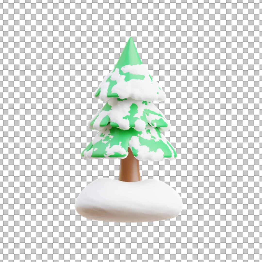 Green Snowy Tree 3D PNG
